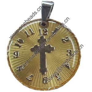 Pendant, Zinc Alloy Jewelry Findings, Flat Round, 29x36mm, Sold by PC