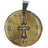 Pendant, Zinc Alloy Jewelry Findings, Flat Round, 29x36mm, Sold by PC