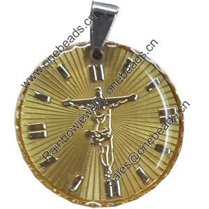 Pendant, Zinc Alloy Jewelry Findings, Flat Round, 29x36mm, Sold by PC