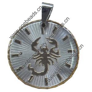 Pendant, Zinc Alloy Jewelry Findings, Flat Round, 29x36mm, Sold by PC