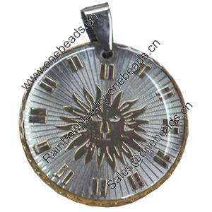 Pendant, Zinc Alloy Jewelry Findings, Flat Round, 29x36mm, Sold by PC