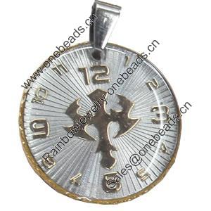 Pendant, Zinc Alloy Jewelry Findings, Flat Round, 29x36mm, Sold by PC