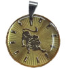 Pendant, Zinc Alloy Jewelry Findings, Flat Round, 29x36mm, Sold by PC