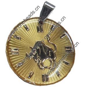 Pendant, Zinc Alloy Jewelry Findings, Flat Round, 29x36mm, Sold by PC