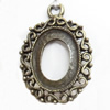 Zinc Alloy Pendant Settings, Outside diameter:20x29mm, Inside diameter:13x17mm, Sold by Bag