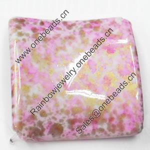 Spray-Painted Acrylic Beads, Square, 45mm, Sold by Bag