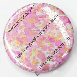 Spray-Painted Acrylic Beads, Flat Round, 32mm, Sold by Bag