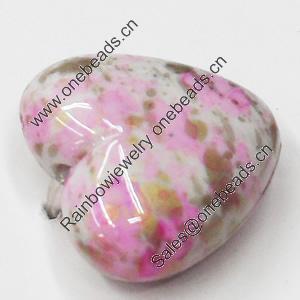 Spray-Painted Acrylic Beads, Heart, 15x17mm, Sold by Bag