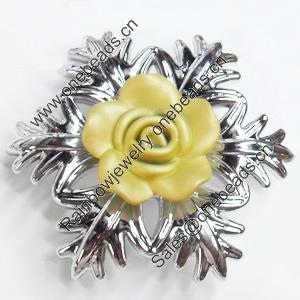 Electroplate with Spray-Painted Acrylic Flower, 56mm, Sold by PC