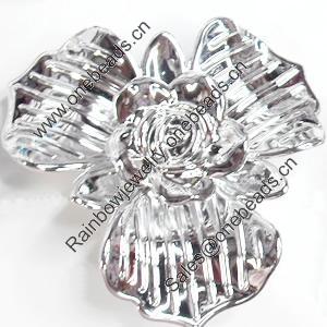 Electroplate Acrylic Flower, 58x51mm, Sold by PC