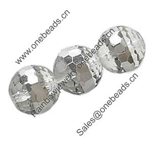 Round Crystal Beads, Handmade Faceted Round, Middel Silver-Plated,14mm, Sold per 13-Inch Strand