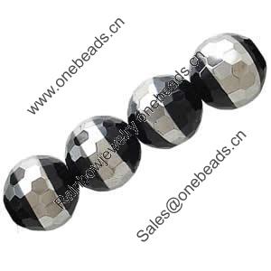 Round Crystal Beads, Handmade Faceted Round, Middle Silver-Plated, 14mm, Sold per 13-Inch Strand