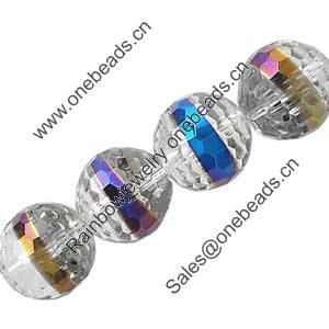 Round Crystal Beads, Handmade Faceted Round, Middel multicolor-Plated,16mm, Sold per 13-Inch Strand
