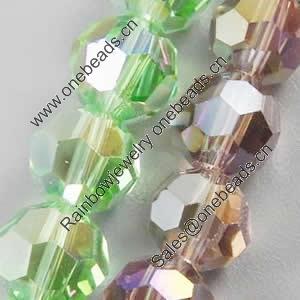Crystal Round Beads, half Handmade, faceted, AB-color plated, Round, 14mm, Sold per 13-Inch Strand