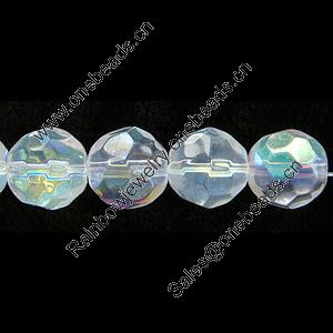 Round Crystal Beads, machine made, full AB-color-plated, 10mm, Sold per 13-Inch Strand