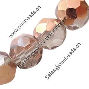 Round Crystal Beads, Half Bronze-Plated, handmade, faceted Round, 6mm, Sold per 11.5-Inch Strand