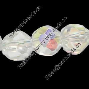 Round Crystal Beads, Handmade, full AB-color-plated, 18mm, Sold per 13-Inch Strand