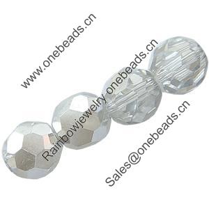 Round Crystal Beads, Handmade Faceted, Half Silver Plating, 8mm, Sold per 12-Inch Strand