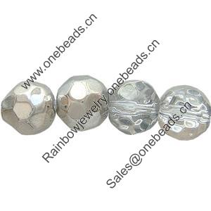 Round Crystal Beads, Half Silver Plating, Machine-made Faceted Round, 8mm, Sold per 13-14-Inch Strand