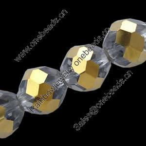 Round Crystal Beads, Gold Plating, Handmade Faceted Round, 12mm, Sold per 13-Inch Strand