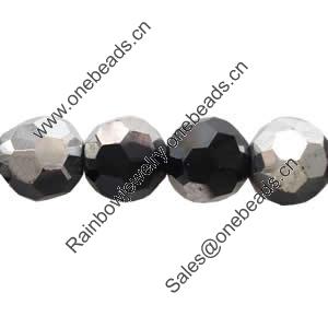 Round Crystal Beads, Half Silver Plating, Handmade Faceted Round, 16mm, Sold per 14-Inch Strand