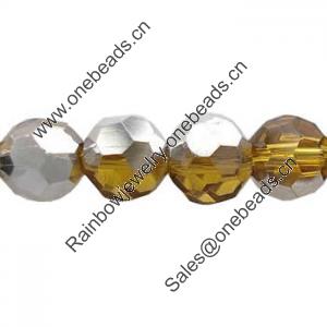 Round Crystal Beads, Half Silver Plating, Handmade Faceted Round, 4mm, Sold per 13-Inch Strand