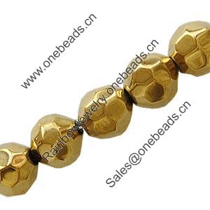 Round Crystal Beads, Machine-made Faceted, Gold Plating, 6mm, Round, Sold per 13-14-Inch Strand