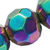 Round Crystal Beads, full Multicolor-Plated, 4mm, Half Handmade Faceted Round, Sold per 13-14-Inch Strand