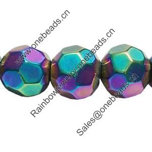 Round Crystal Beads, full Multicolor-Plated, 6mm, Half Handmade Faceted Round, Sold per 13-14-Inch Strand