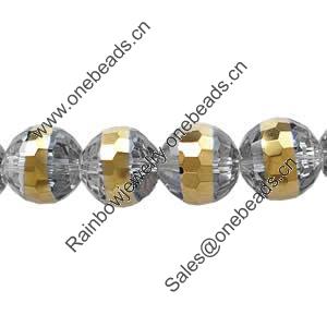 Round Crystal Beads, middle Gold Plating, 14mm, Handmade Faceted Round, Sold per 13-Inch Strand