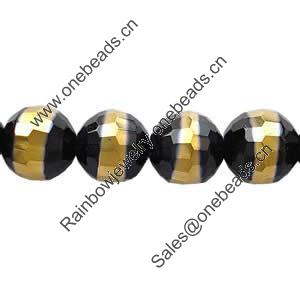 Round Crystal Beads, middle Gold Plating, 14mm, Handmade Faceted Round, Sold per 13-Inch Strand