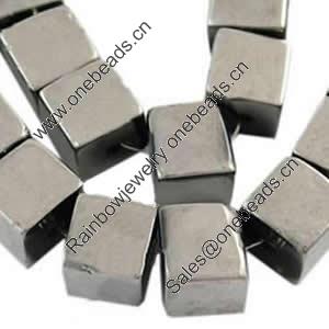 Crystal Cube Beads, electroplate, silver plated, 6x6x6mm, Hole:Approx 1mm, Length:approx 13 Inch, Sold by Group