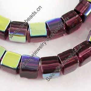 Crystal Cube Beads, AB-color plating, 4x4x4mm, Hole:Approx 0.8mm, Length:approx 13.5 Inch, Sold by Group