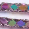 Cube Crystal Beads, faceted Cube, half colorful plated, 10x10x10mm, Sold per 12.7-Inch Strand