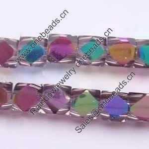 Cube Crystal Beads, faceted Cube, half colorful plated, 10x10x10mm, Sold per 12.7-Inch Strand