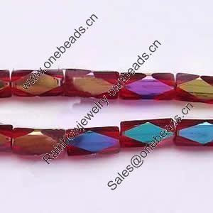 Crystal Beads, faceted Rectangle, half colorful plated, 6x12mm, Sold per 12-Inch Strand