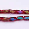 Crystal Beads, faceted Rectangle, half colorful plated, 6x12mm, Sold per 12-Inch Strand