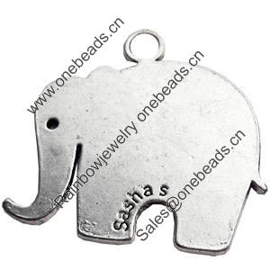 Pendant, Zinc Alloy Jewelry Findings Lead-free, elephant, 33x38mm, Sold by Bag