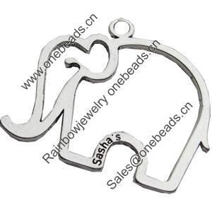 Pendant, Zinc Alloy Jewelry Findings Lead-free, elephant, 43x50mm, Sold by Bag