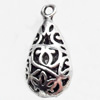 Hollow Bali Pendant Zinc Alloy Jewelry Findings, 10x23mm, Sold by Bag
