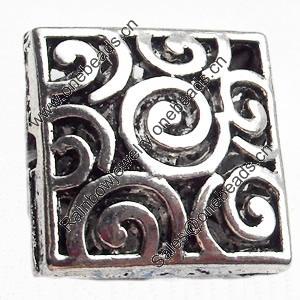 Hollow Bali Beads Zinc Alloy Jewelry Findings, Square, 15mm, Sold by Bag