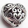 Hollow Bali Beads Zinc Alloy Jewelry Findings, Heart, 13x13mm, Sold by Bag