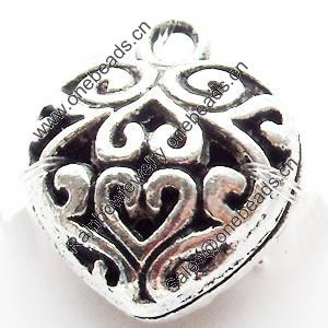 Hollow Bali Pendant Zinc Alloy Jewelry Findings, Heart, 13x16mm, Sold by Bag