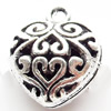 Hollow Bali Pendant Zinc Alloy Jewelry Findings, Heart, 13x16mm, Sold by Bag