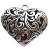 Hollow Bali Pendant Zinc Alloy Jewelry Findings, Heart, 38x36mm, Sold by Bag