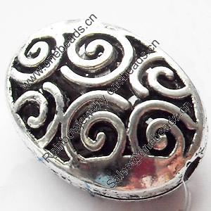 Hollow Bali Beads Zinc Alloy Jewelry Findings, Oval, 13x17mm, Sold by Bag