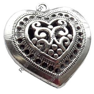 Pendant, Zinc Alloy Jewelry Findings Lead-free, Heart, 28x30mm, Sold by Bag