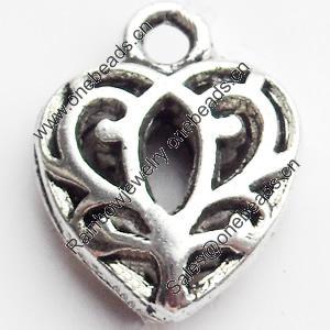 Hollow Bali Pendant Zinc Alloy Jewelry Findings, Heart, 12x15mm, Sold by Bag