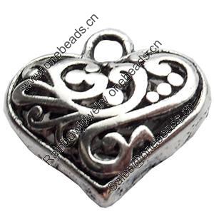 Hollow Bali Pendant Zinc Alloy Jewelry Findings, Heart, 20x20mm, Sold by Bag
