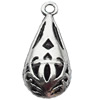 Hollow Bali Pendant Zinc Alloy Jewelry Findings, Teardrop, 10x25mm, Sold by Bag